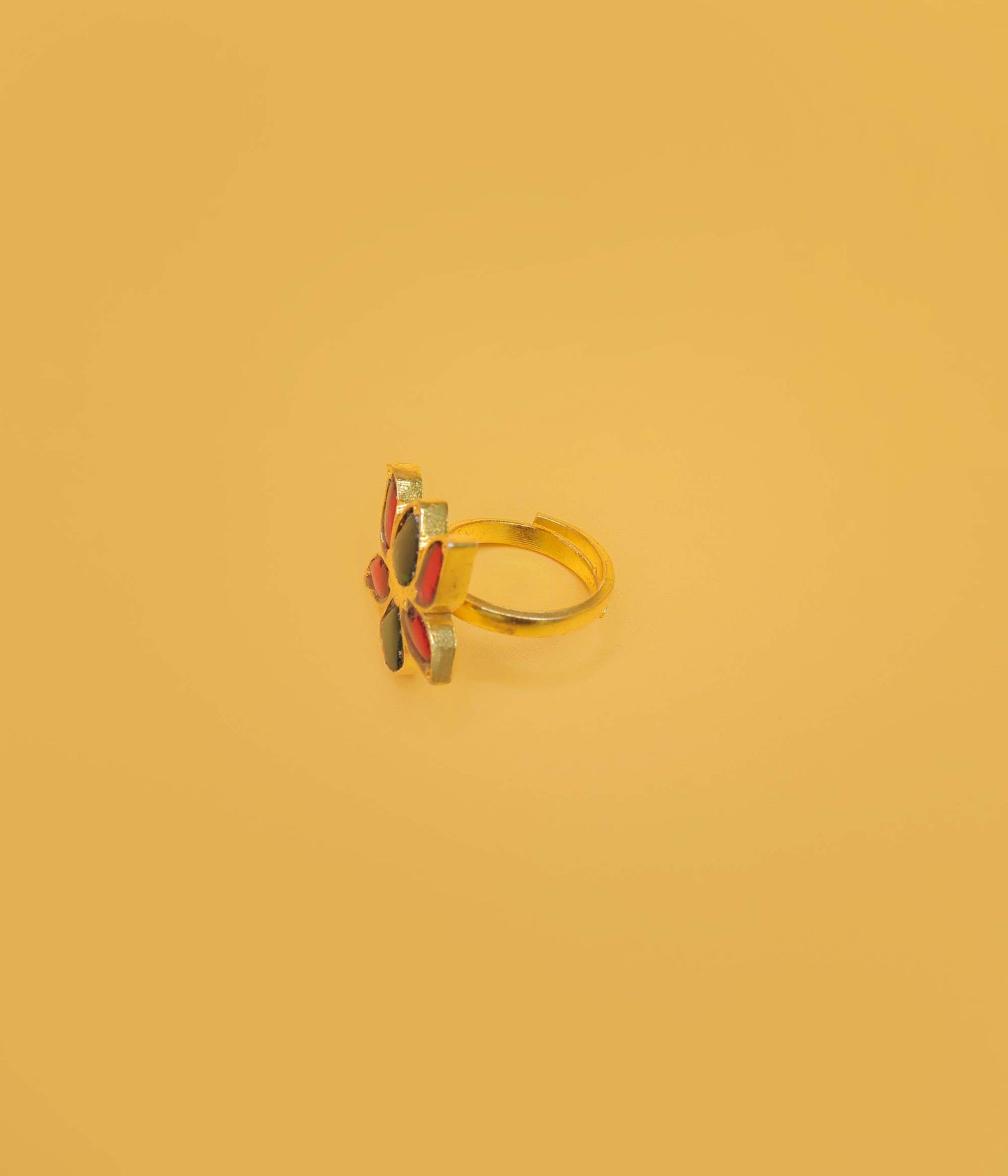 Floral Gemstone Statement Ring – Gold Plated Designer Jewellery