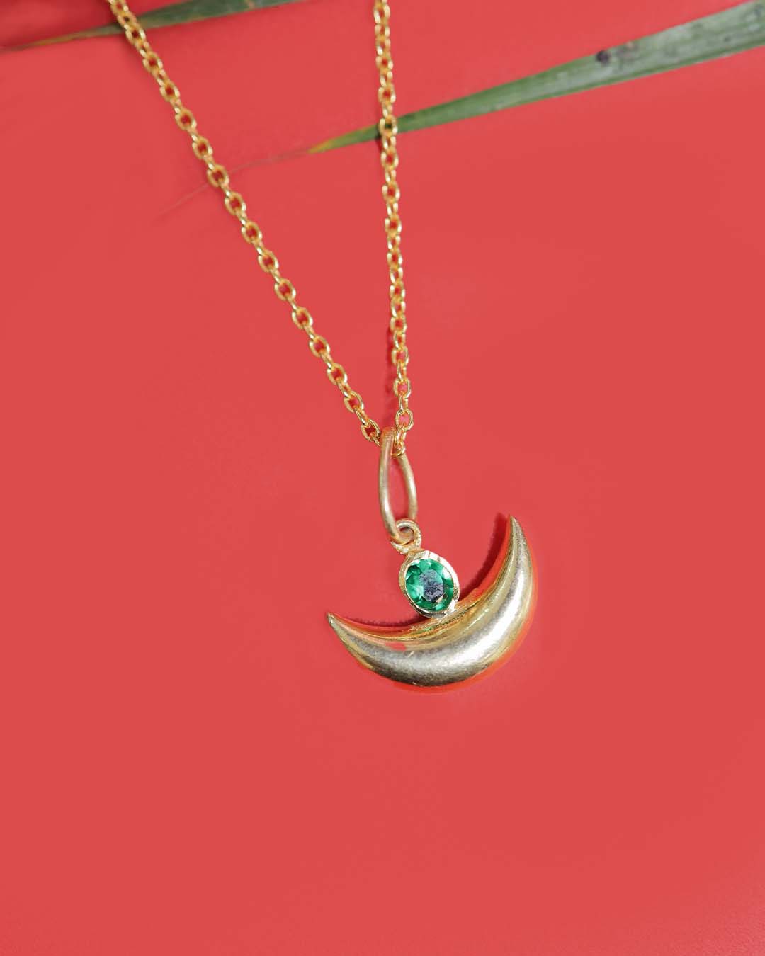 Gold Plated Crescent Moon Silver Pendant Necklace | 92.5 Sterling Silver pendant.