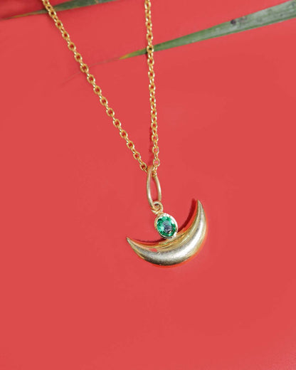 Gold Plated Crescent Moon Silver Pendant Necklace | 92.5 Sterling Silver pendant.