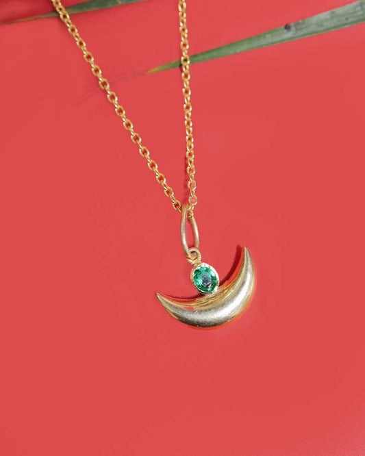Gold Plated Crescent Moon Silver Pendant Necklace | 92.5 Sterling Silver pendant.