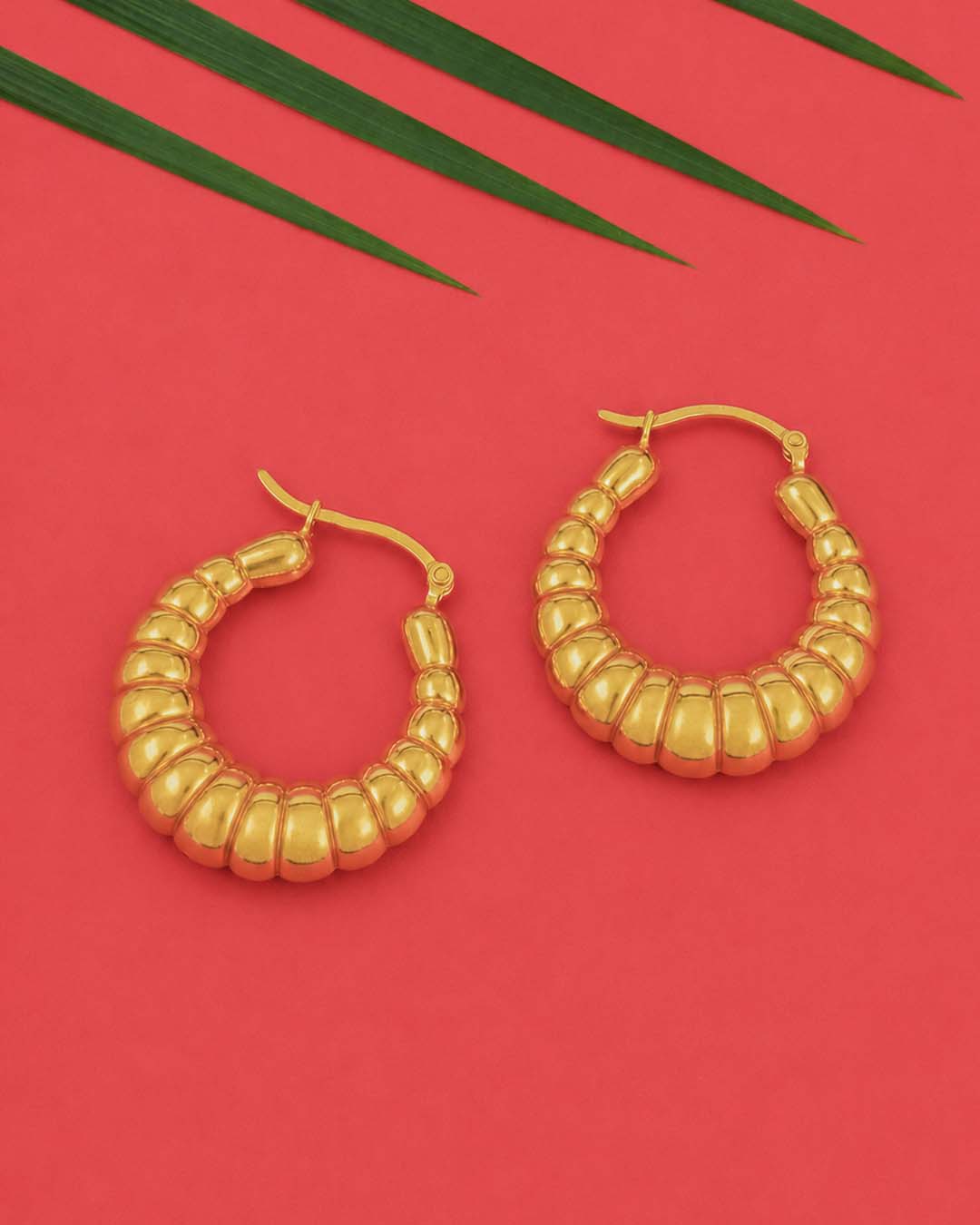Classic Dome Gold Plated Hoop Earrings