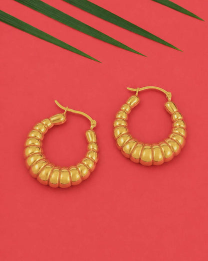 Classic Dome Gold Plated Hoop Earrings