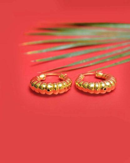 Classic Dome Gold Plated Hoop Earrings