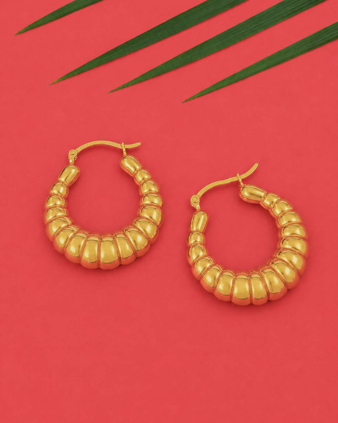 Classic Dome Gold Plated Hoop Earrings