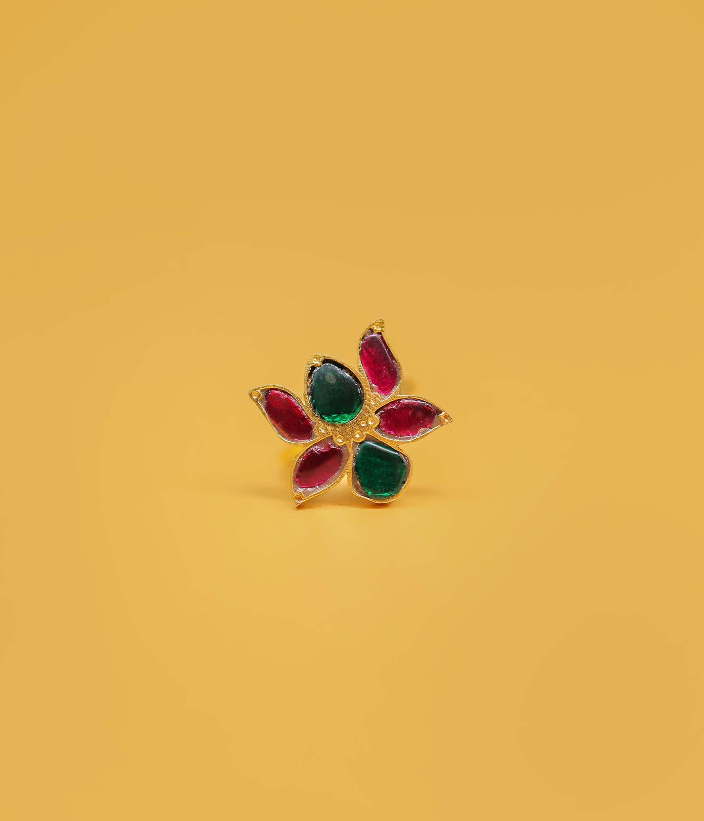 Floral Gemstone Statement Ring – Gold Plated Designer Jewellery