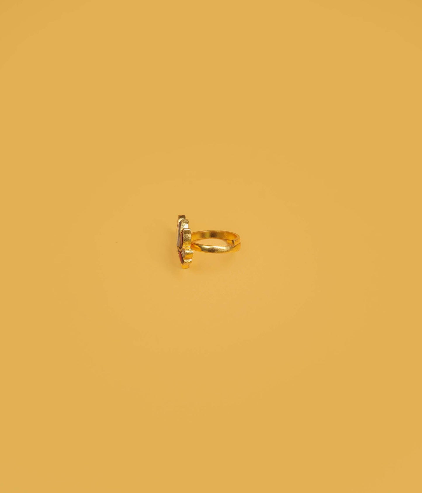 Adjustable Lotus-Inspired Gold Ring with Pink and White Gemstones
