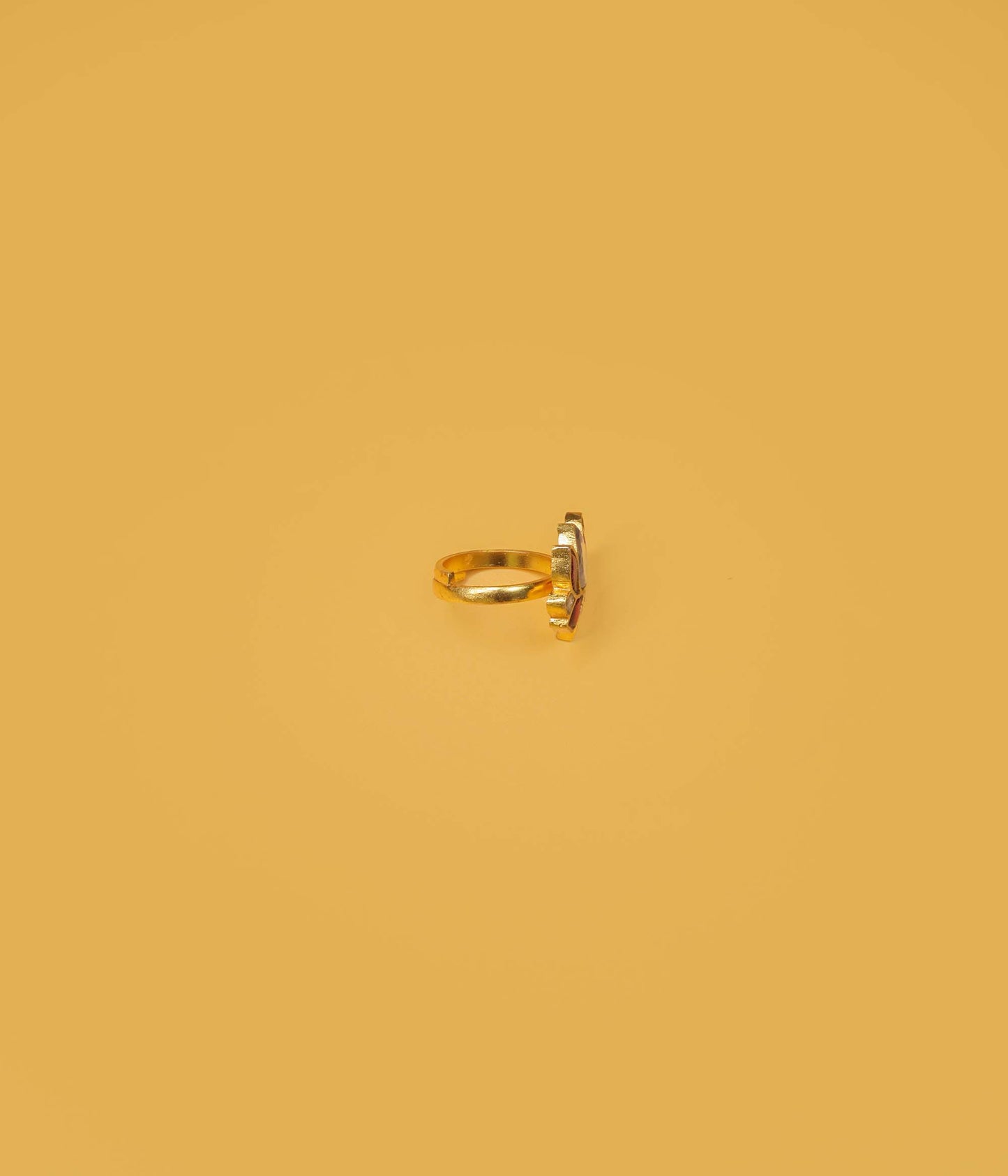 Adjustable Lotus-Inspired Gold Ring with Pink and White Gemstones