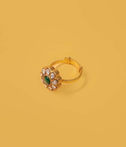 Adjustable Emerald Bloom Gold Plated Ring
