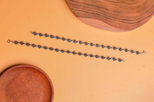 Elephant Design Silver Anklets