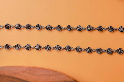 Handcrafted Floral Motif Sterling Silver Anklets