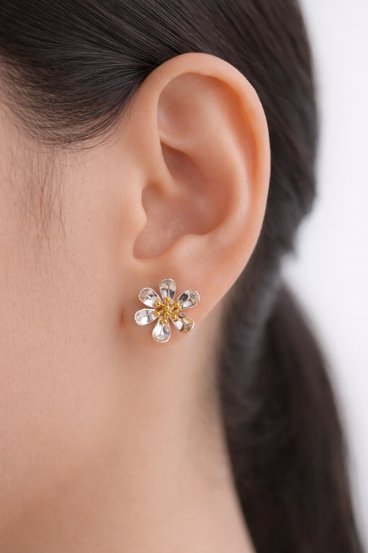 Sterling Silver Floral Stud Earrings