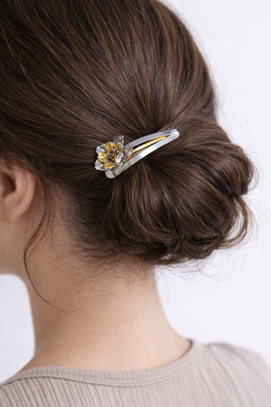 Sterling Silver Floral Hair Clip