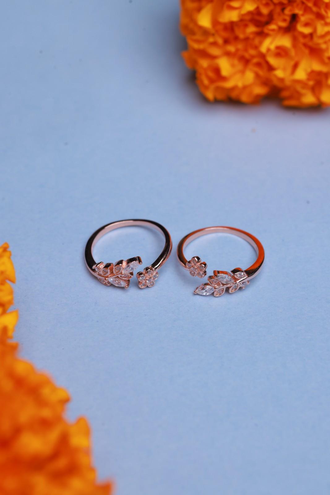 Rose Gold Sterling Silver Floral Toe Ring