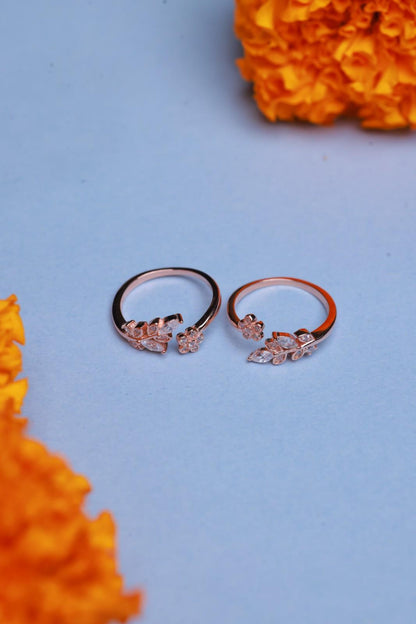 Rose Gold Sterling Silver Floral Toe Ring