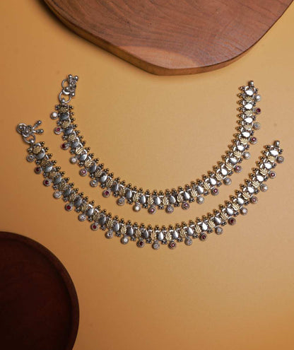 Antique Silver Anklet with Kemp Stones