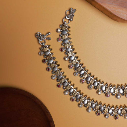 Antique Silver Anklet with Kemp Stones