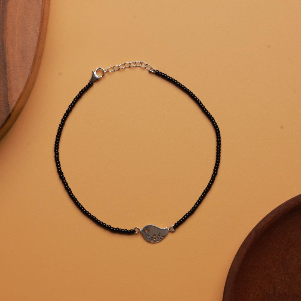  Yin-Yang Charm Black Bead Anklet. 