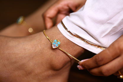 Gold-Plated Stone Turquoise Anklet