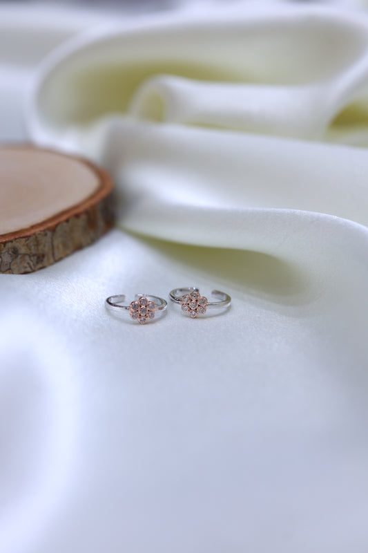 Floral Silver Toe Rings