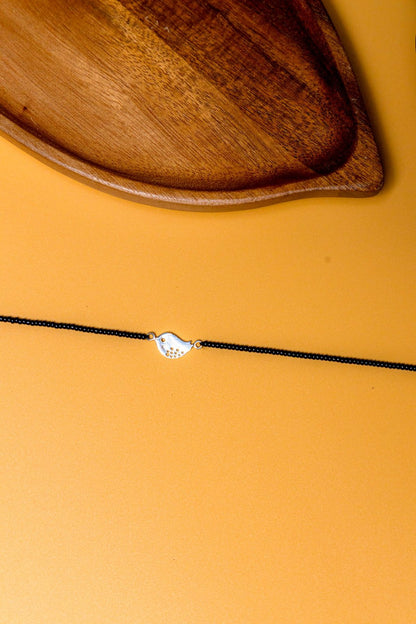 Black Bead Silver Anklet