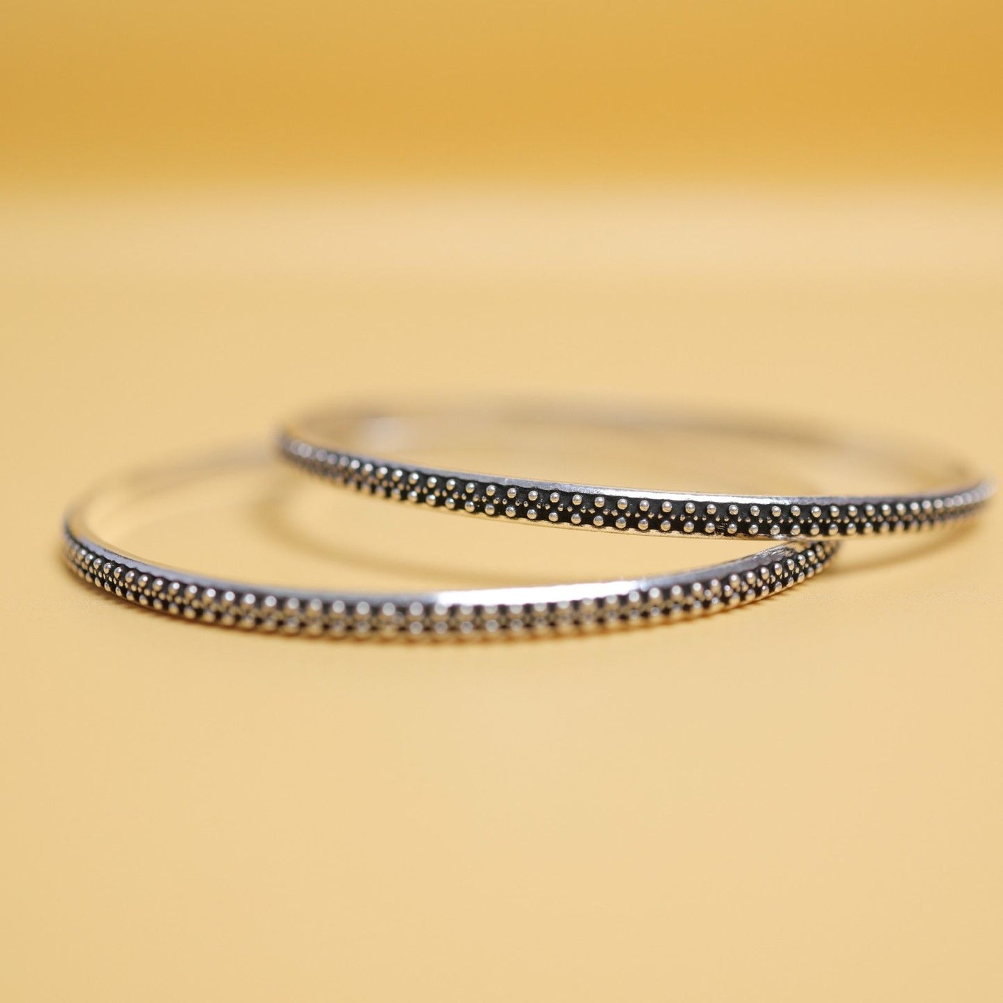 925 Sterling Silver Midnight Bead Oxidised Bangles