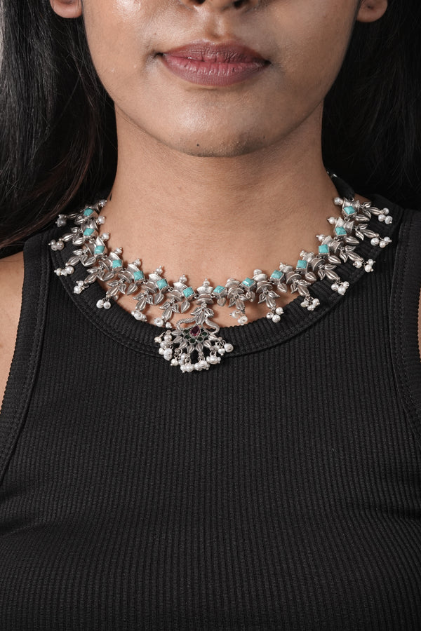 Elegant Silver Oxidized Necklace