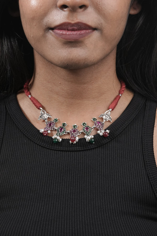 Traditional Silver Oxidized  Necklace
