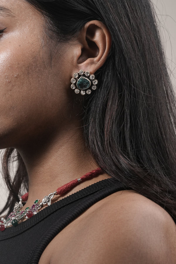 Vintage Green Stone Earrings