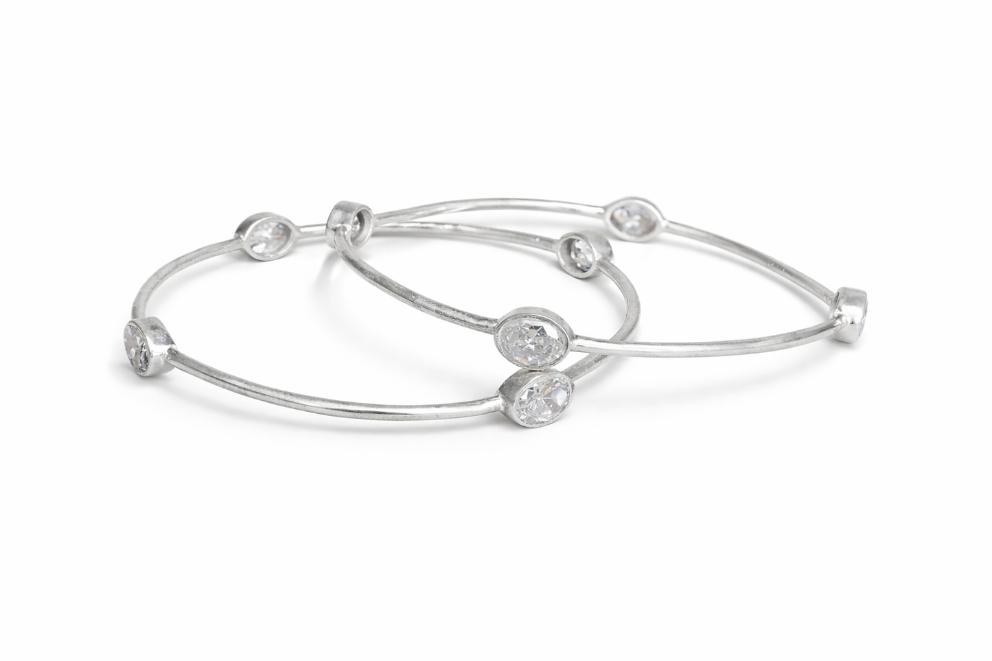 Minimal Zircon Silver Bangles