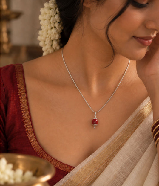 Coral Heritage Silver Pendant & Chain