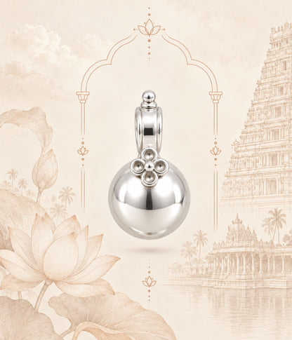 Classic Kuli Pottu Silver pendant & Black Bead Chain