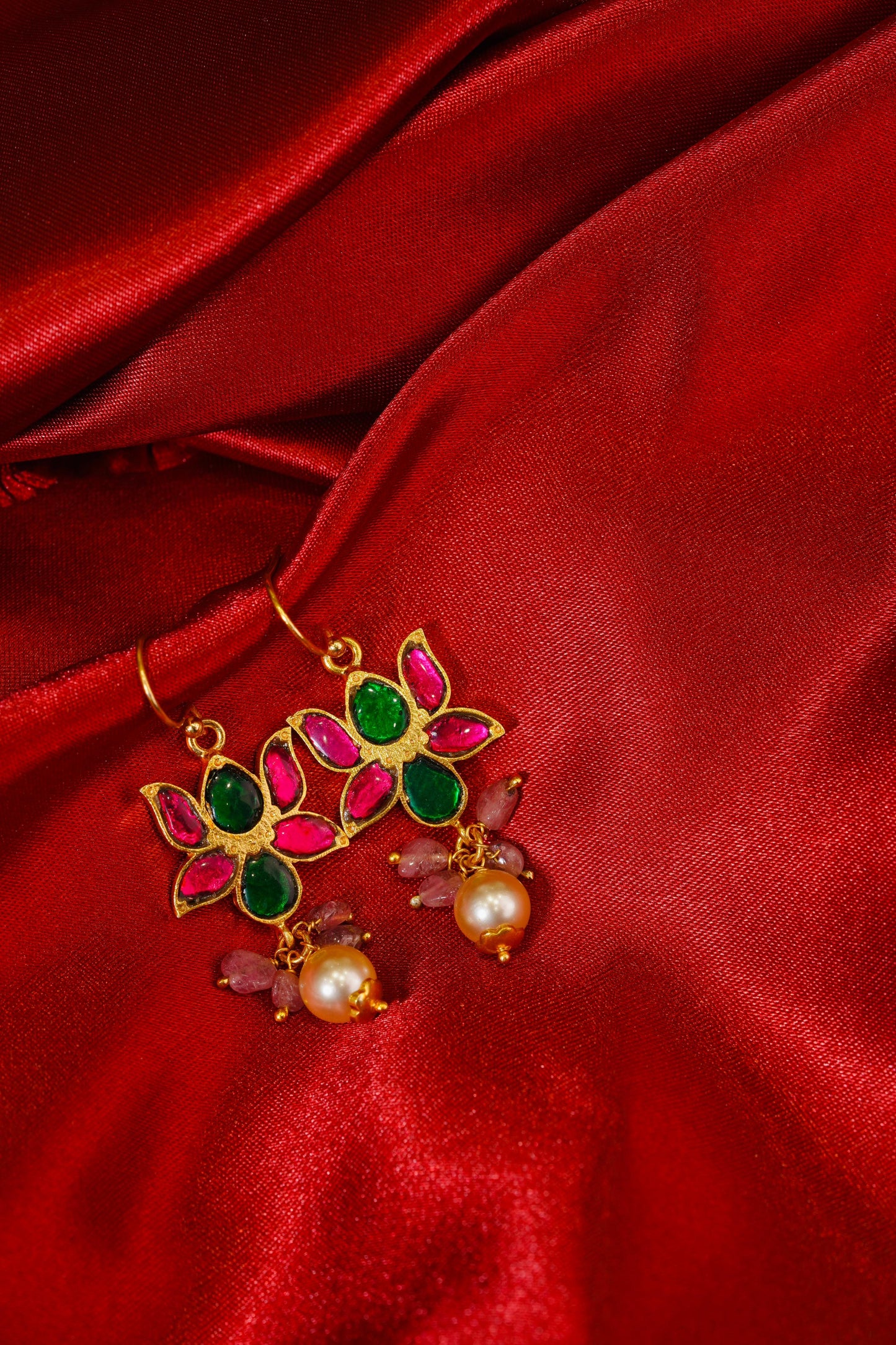 Lotus Design Gold-Plated Earrings