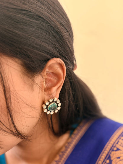 Vintage Green Stone Earrings