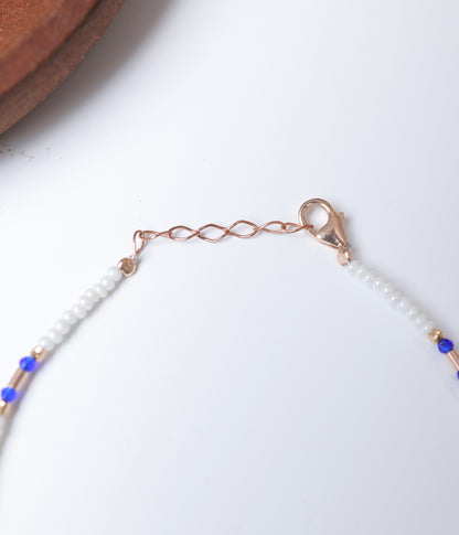 White Beaded Evil Eye Anklet