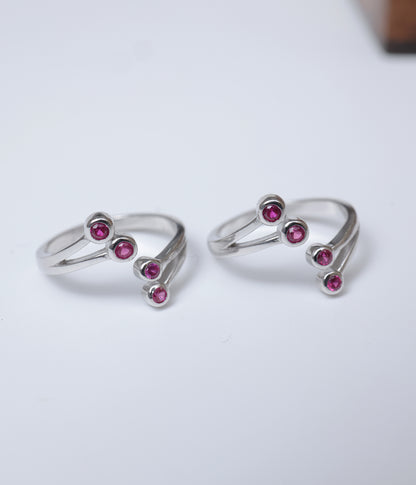 Ruby Dot 92.5 Silver Toe Ring