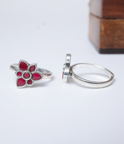 Ruby Bloom 92.5 Silver Toe Ring