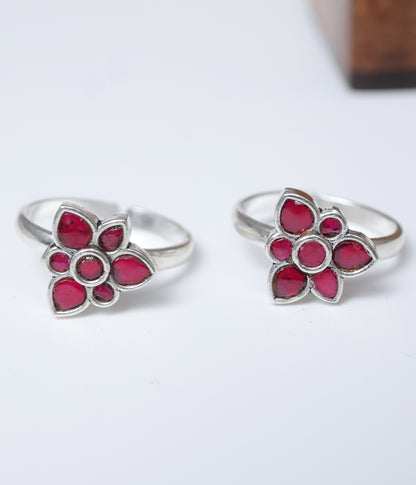 Ruby Bloom 92.5 Silver Toe Ring