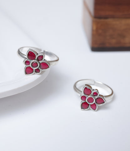 Ruby Bloom 92.5 Silver Toe Ring