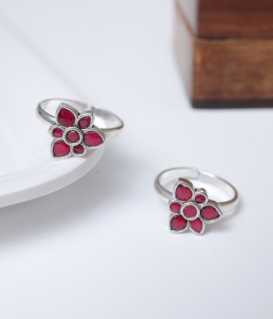 Ruby Bloom 92.5 Silver Toe Ring