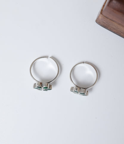 Green Floral 92.5 Silver Toe Ring