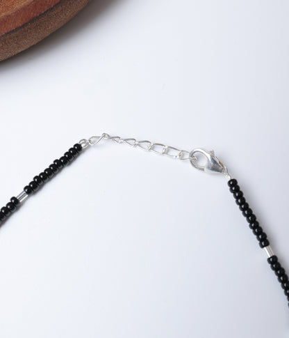 Black Beaded Anklet with Evil Eye Charm