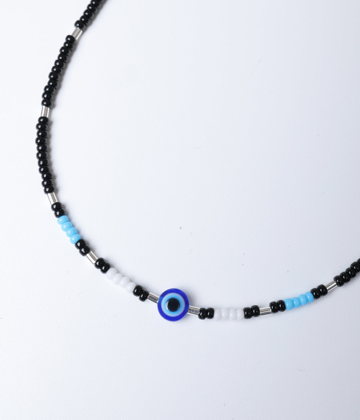 Black Beaded Anklet with Evil Eye Charm