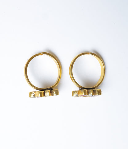 Ruby & Emerald Lotus Gold-Plated Toe Ring