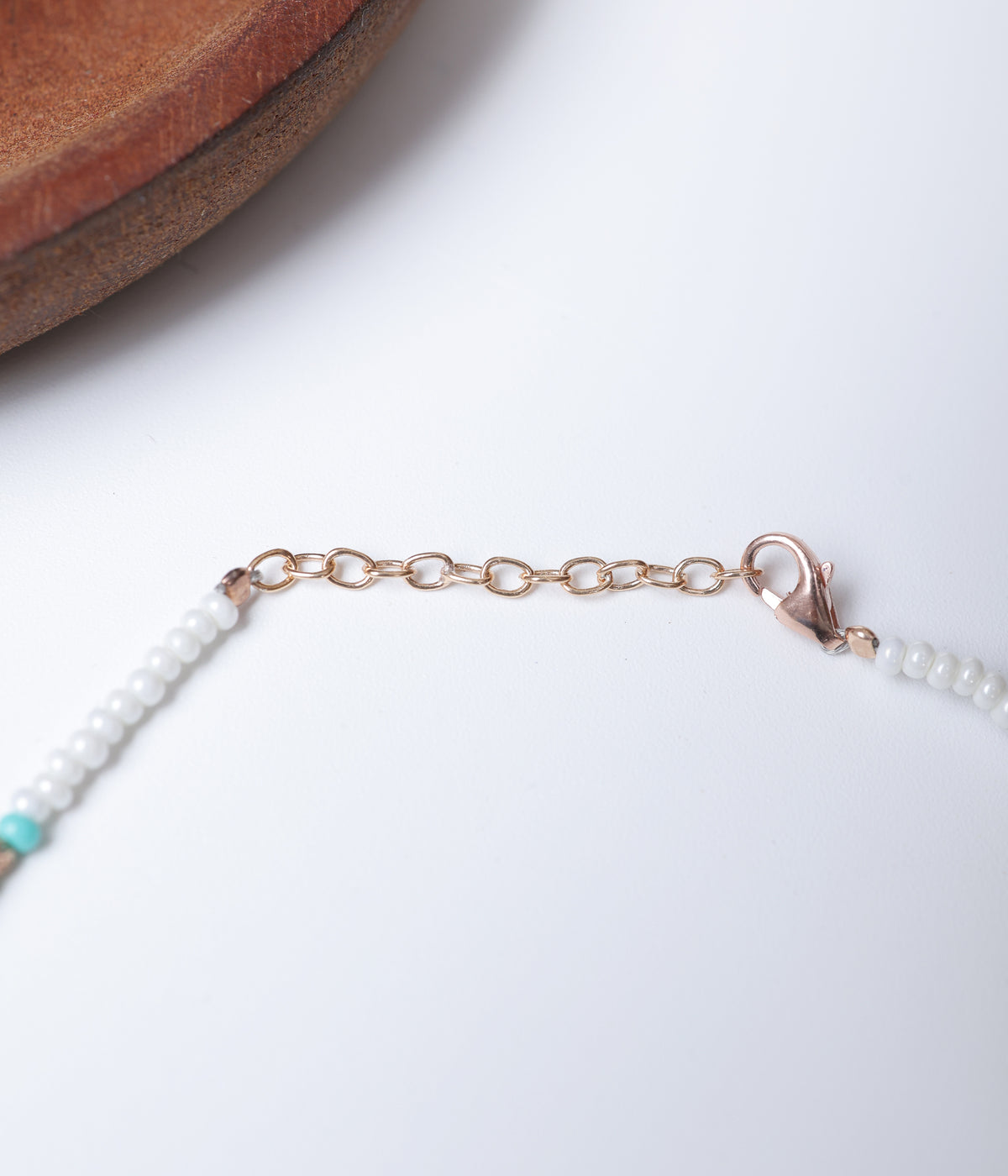 Rose Gold Finish Pearl & Turquoise Beaded Anklet