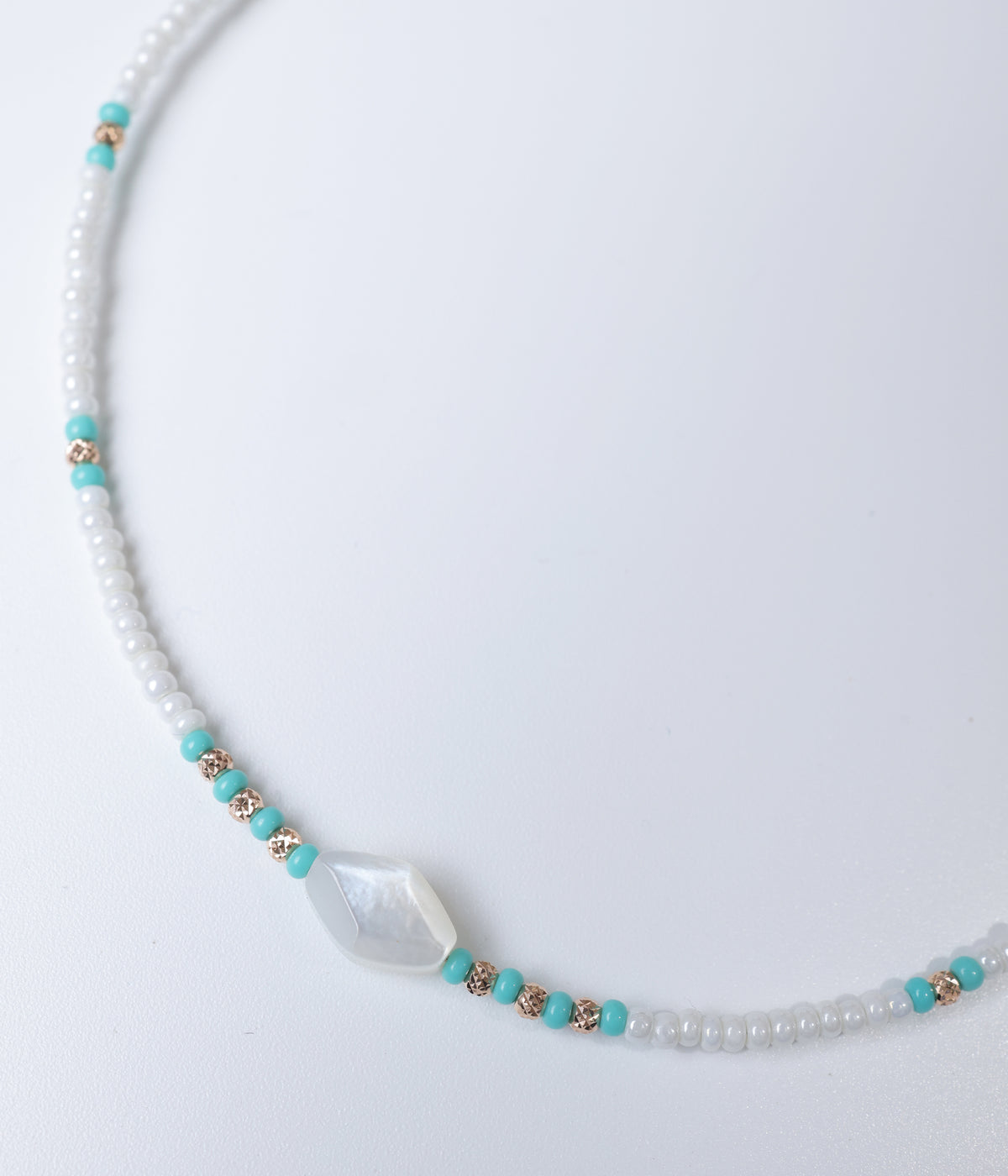 Rose Gold Finish Pearl & Turquoise Beaded Anklet