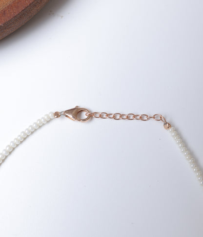 Rose Gold Finish Pearl Beaded Multicolour Anklet
