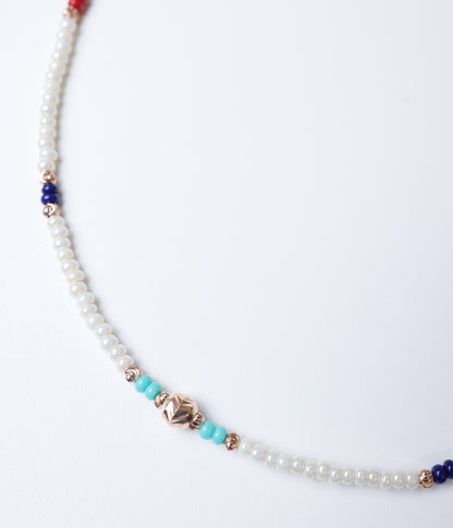Rose Gold Finish Pearl Beaded Multicolour Anklet