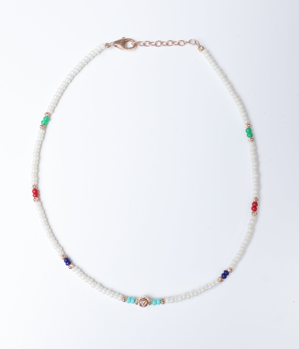 Rose Gold Finish Pearl Beaded Multicolour Anklet