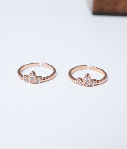 Triple Leaf CZ 92.5 Silver Toe Ring