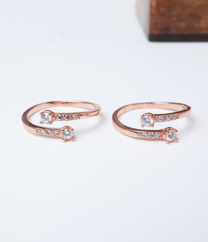 Rose Gold Twist Cz Stone Silver Toe Ring